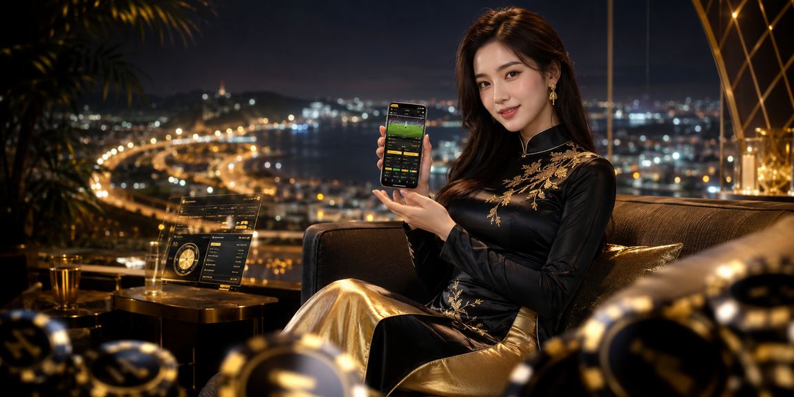Cô gái mặc áo dài trải nghiệm casino di động tại Đà Lạt