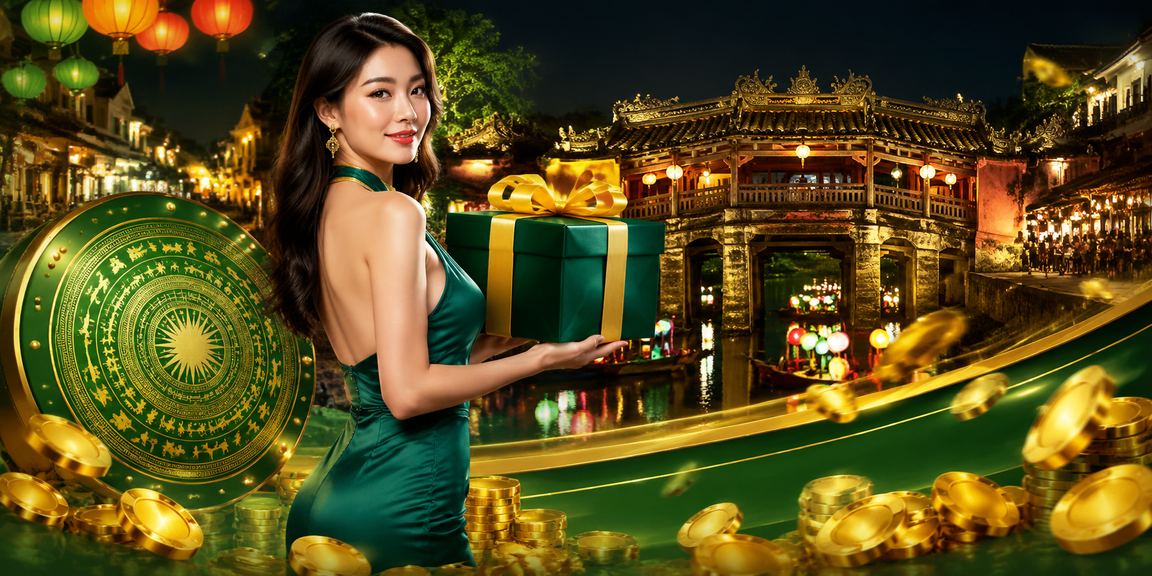 Cảnh chợ đêm Hội An với người chơi cá cược online dưới ánh đèn lồng